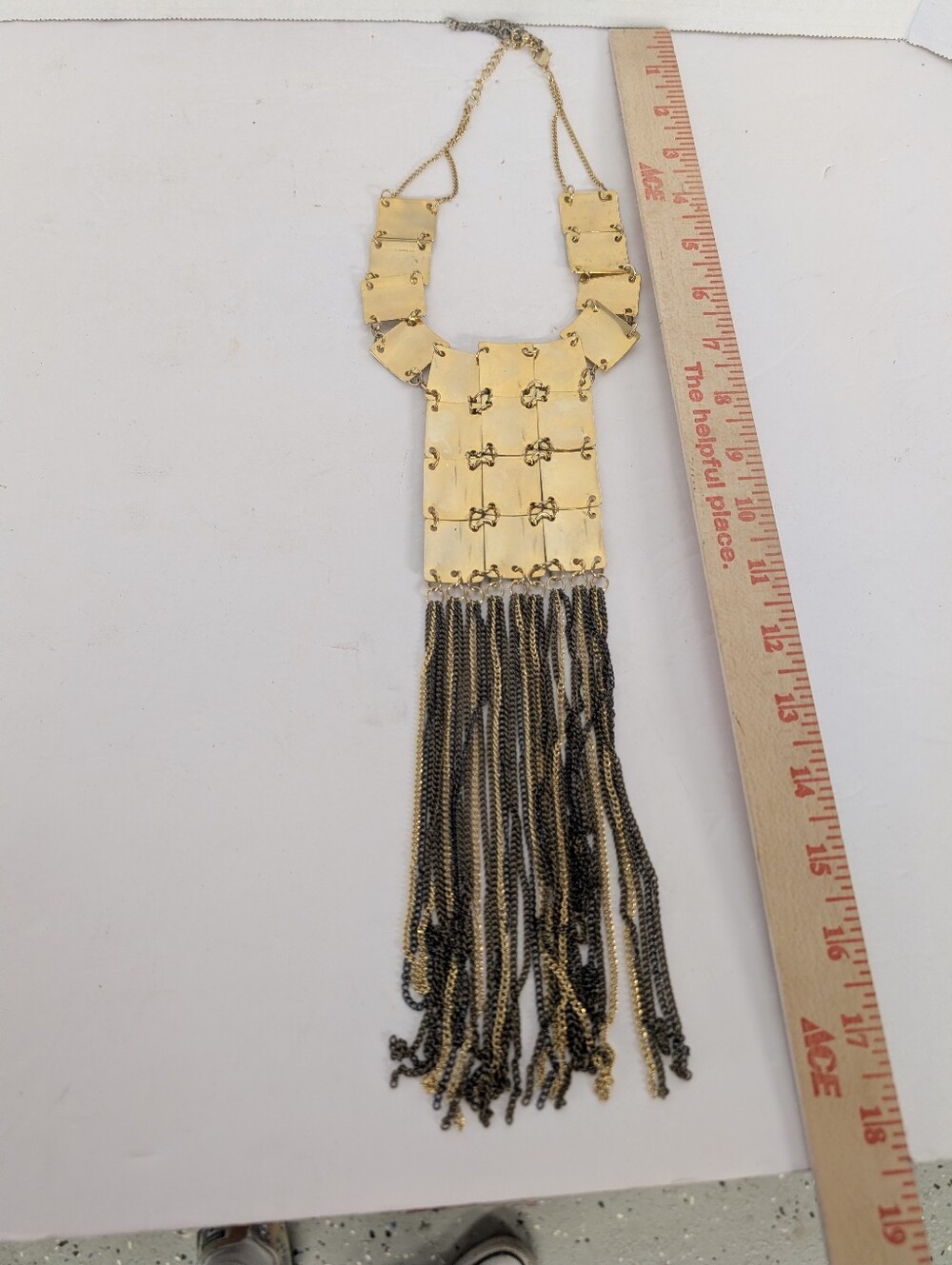 VINTAGE  Necklace Fringe Bib Necklace -Mixed Metal  Women Jewelry - Picture 5 of 5